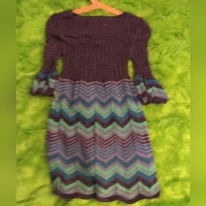 Justice Black and Green Zigzag Kids Dress